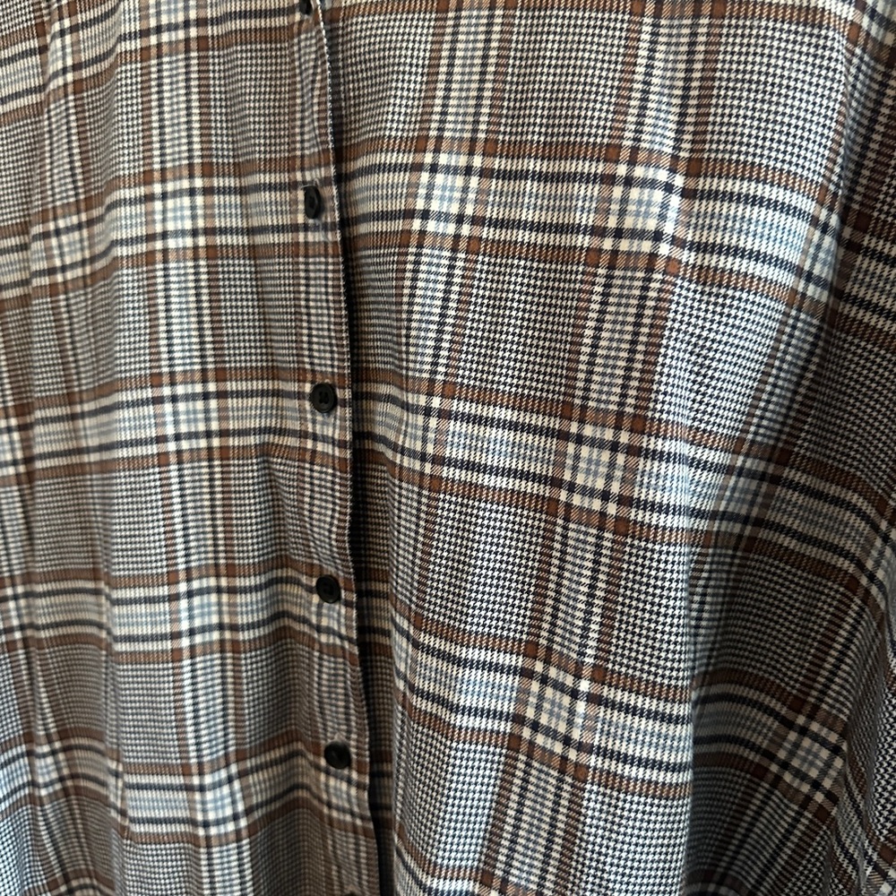 Madewell Plaid Button Front Shirt Women’s Medium Brown Blue Long Sleeve Cotton - Picture 3 of 7